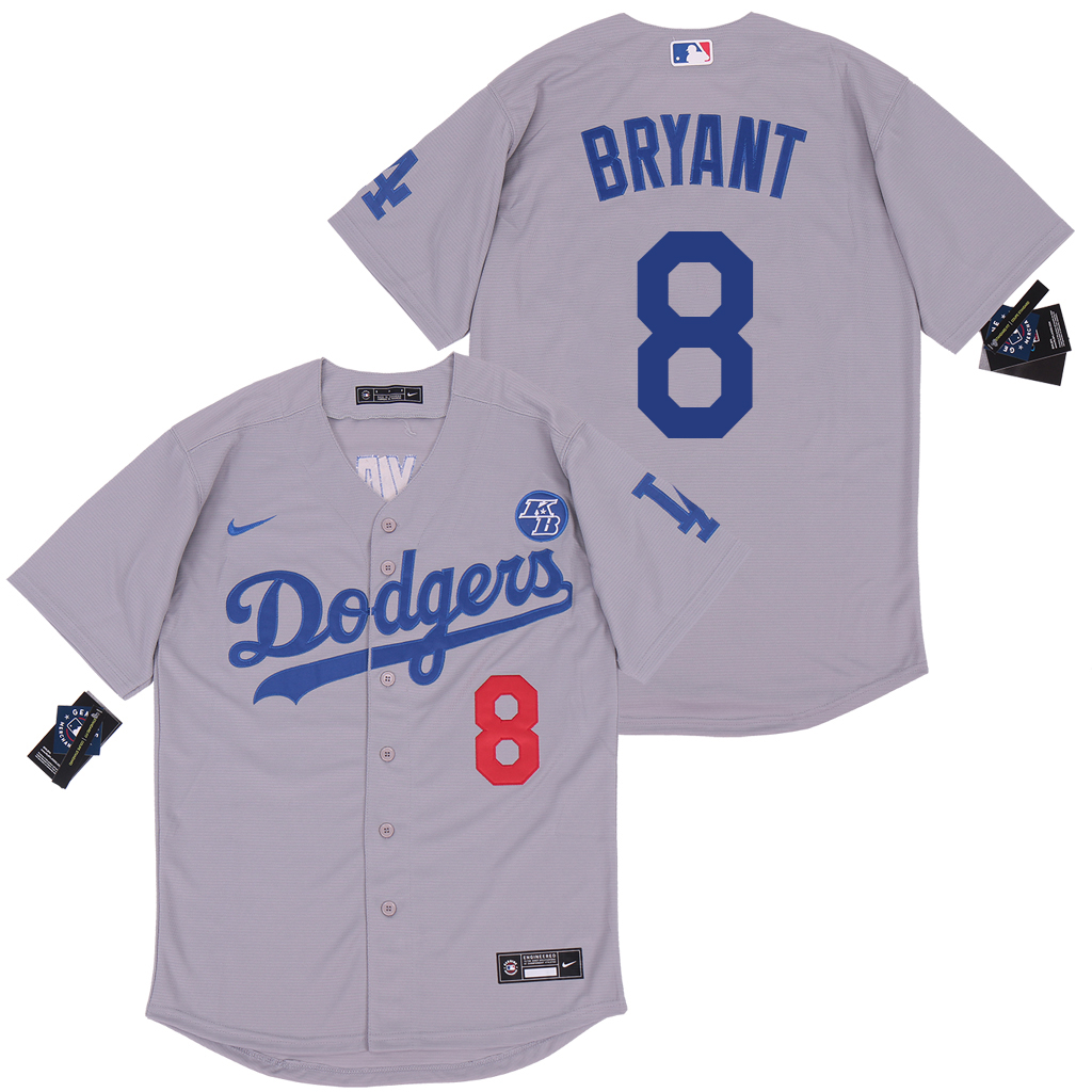 2020 Men Los Angeles Dodgers #8 Bryant grey Nike Game MLB Jerseys